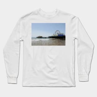 Sketched Santa Monica Pier Color Drawing Long Sleeve T-Shirt